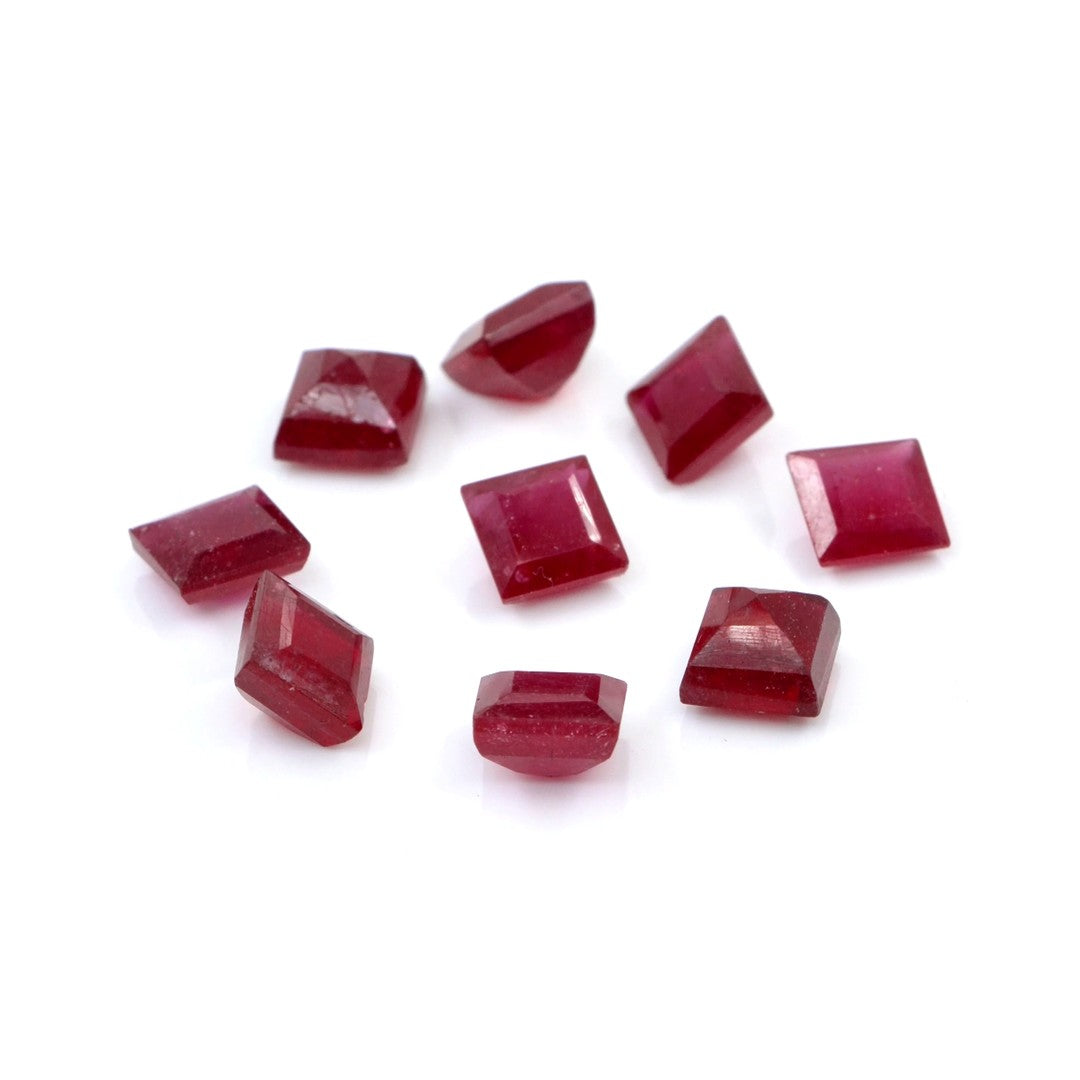 Natural Bangkok Ruby Calibrated Squares | 4mm & 5mm