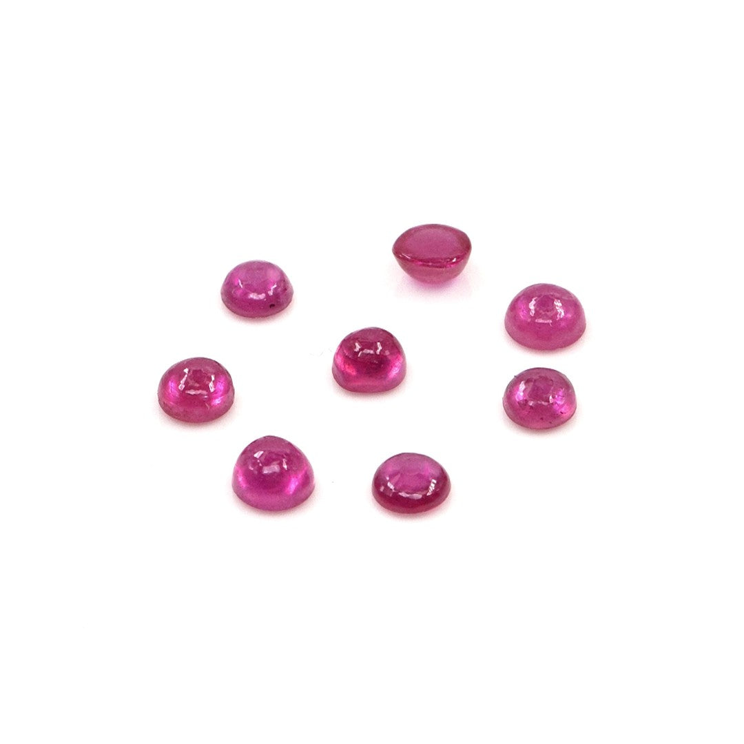 Natural Bangkok Ruby Calibrated Cabochon Rounds | 3mm & 3.5mm