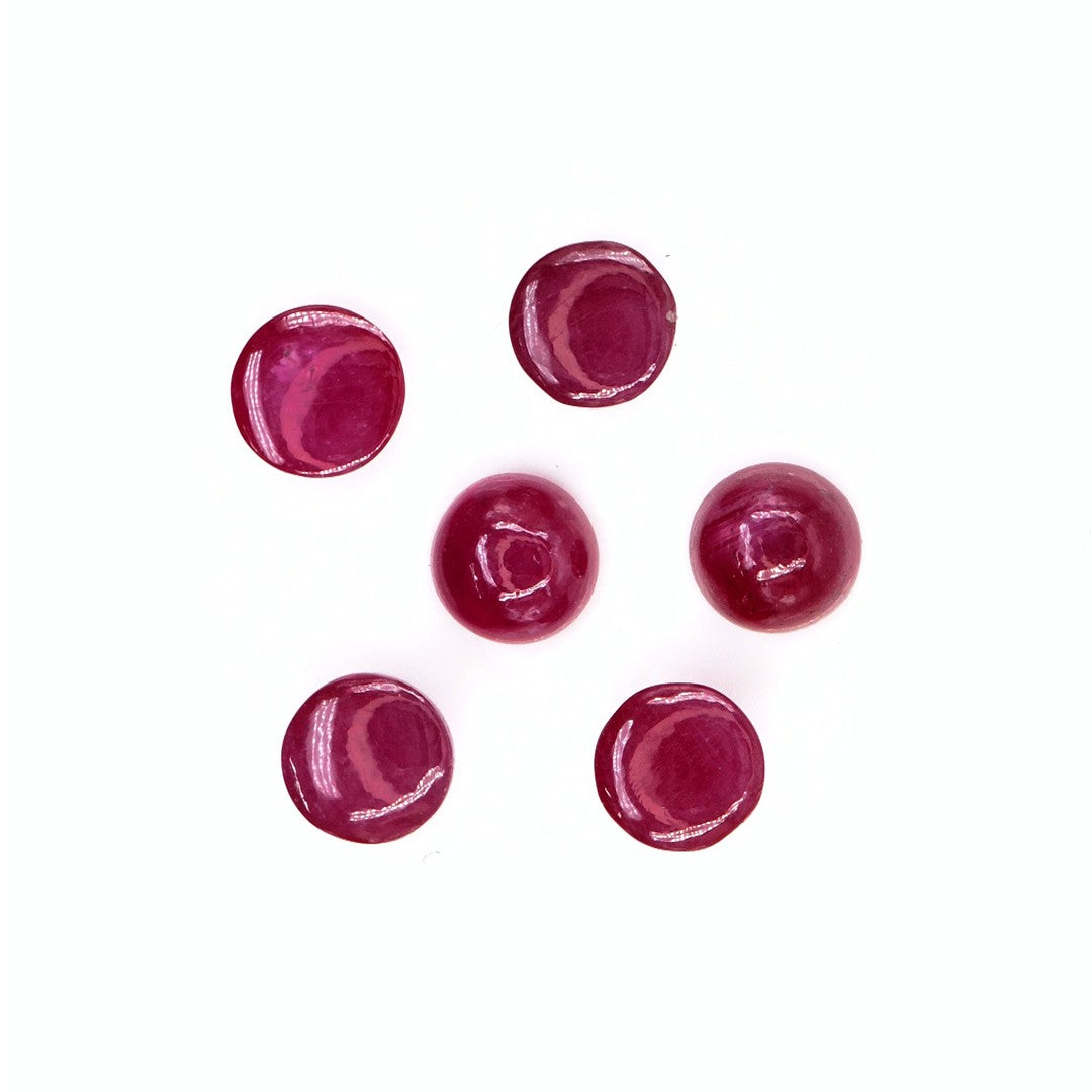 Natural Bangkok Ruby Calibrated Cabochon Rounds | 7mm & 8mm