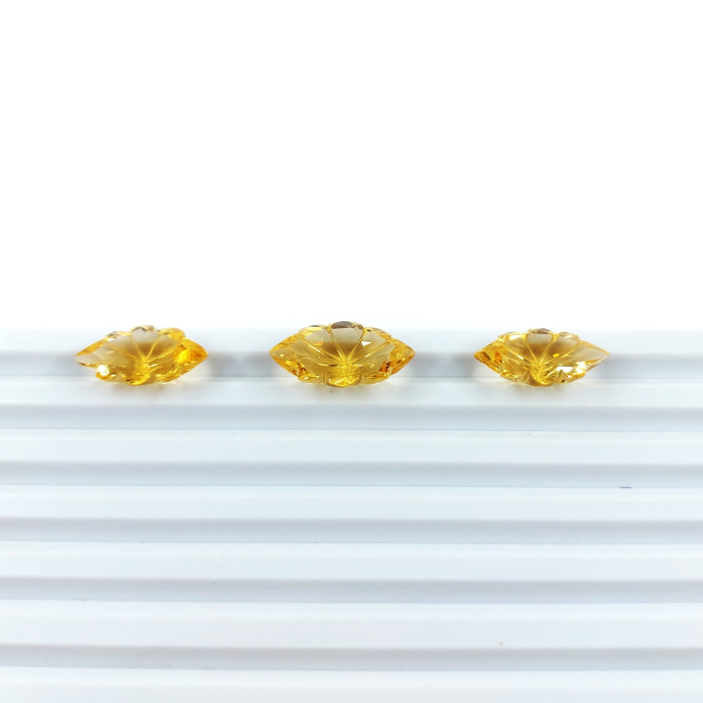 Natural Citrine Flower Leaf Hand carved Fancy Carving