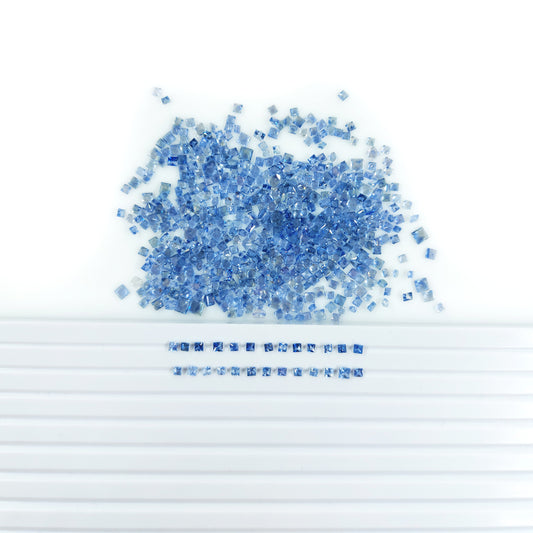 Natural Untreated Blue Sapphire Calibrated Pastel Blue Squares | 2mm & 3mm