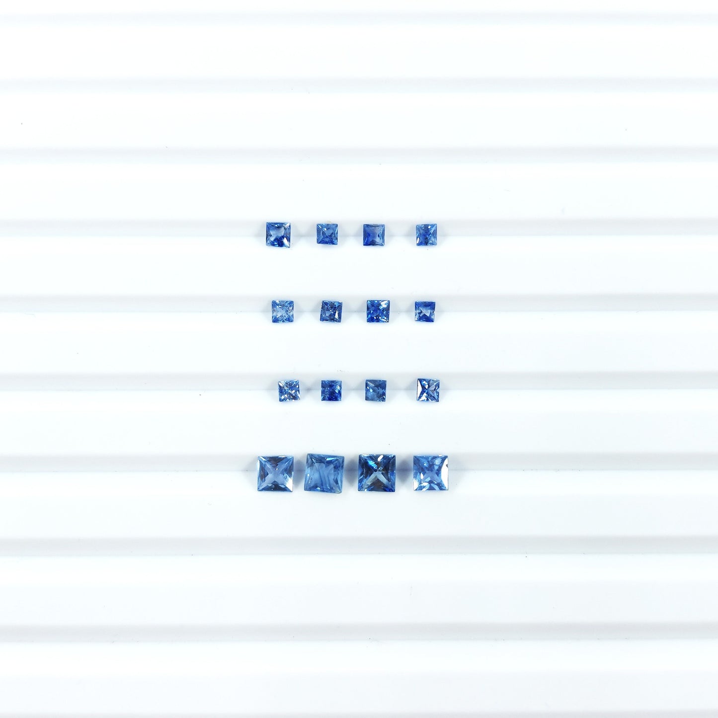 Natural Untreated Blue Sapphire Calibrated Pastel Blue Squares | 2mm & 3mm