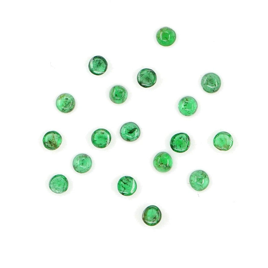 Natural Zambian Emerald Calibrated Cabochon Rounds | 2mm & 2.5mm