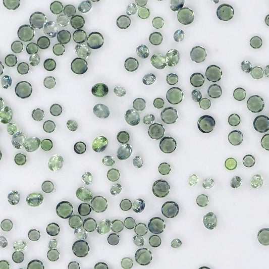 Natural Untreated Green Sapphire Calibrated Rounds | 1mm & 1.5mm