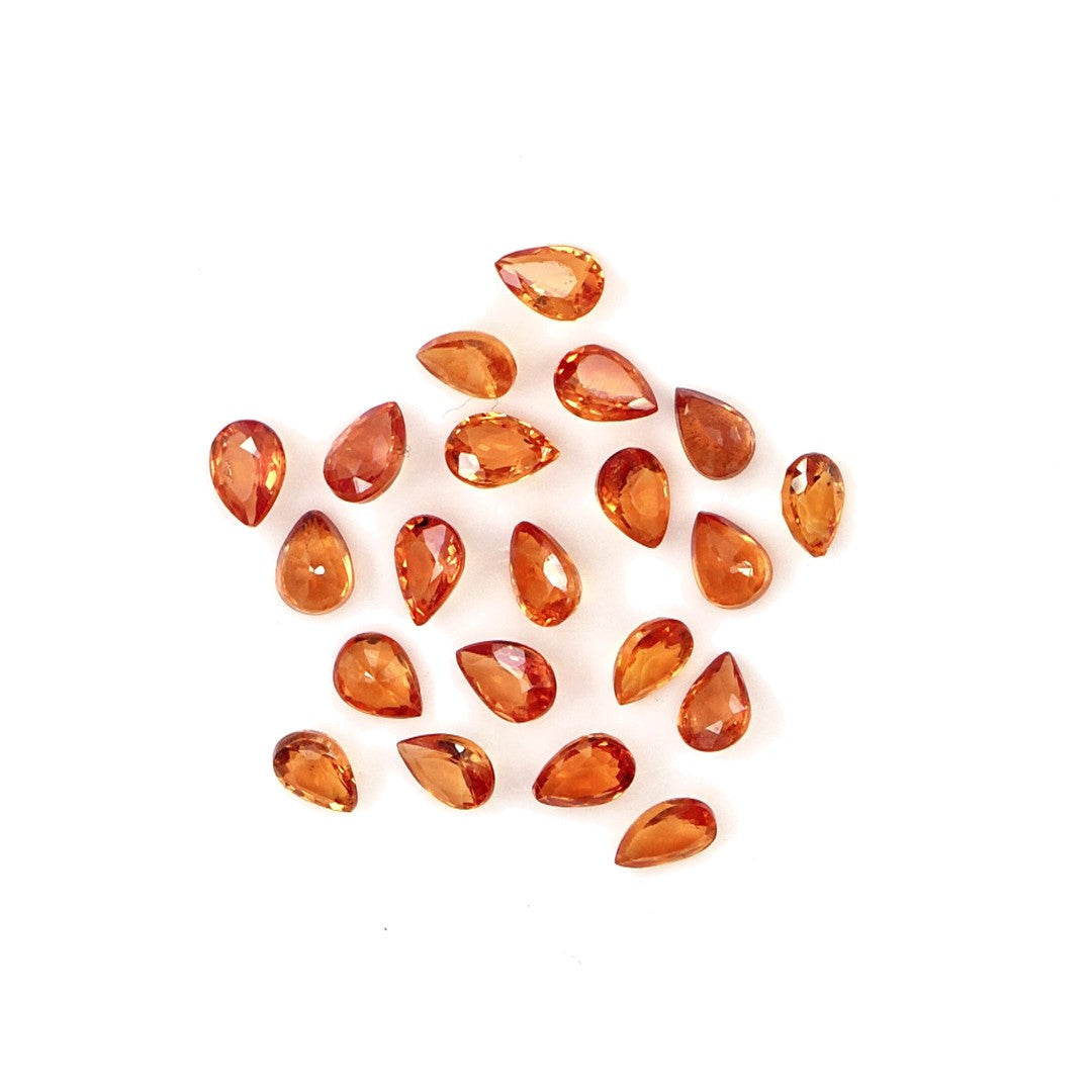 Natural Untreated Orange Sapphire Calibrated Pears | 3x4mm & 4x5mm