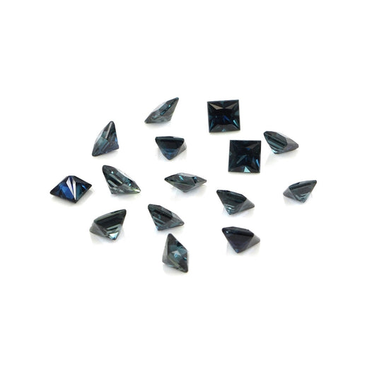 Natural Untreated Blue Sapphire Calibrated Squares | 3mm & 3.5mm