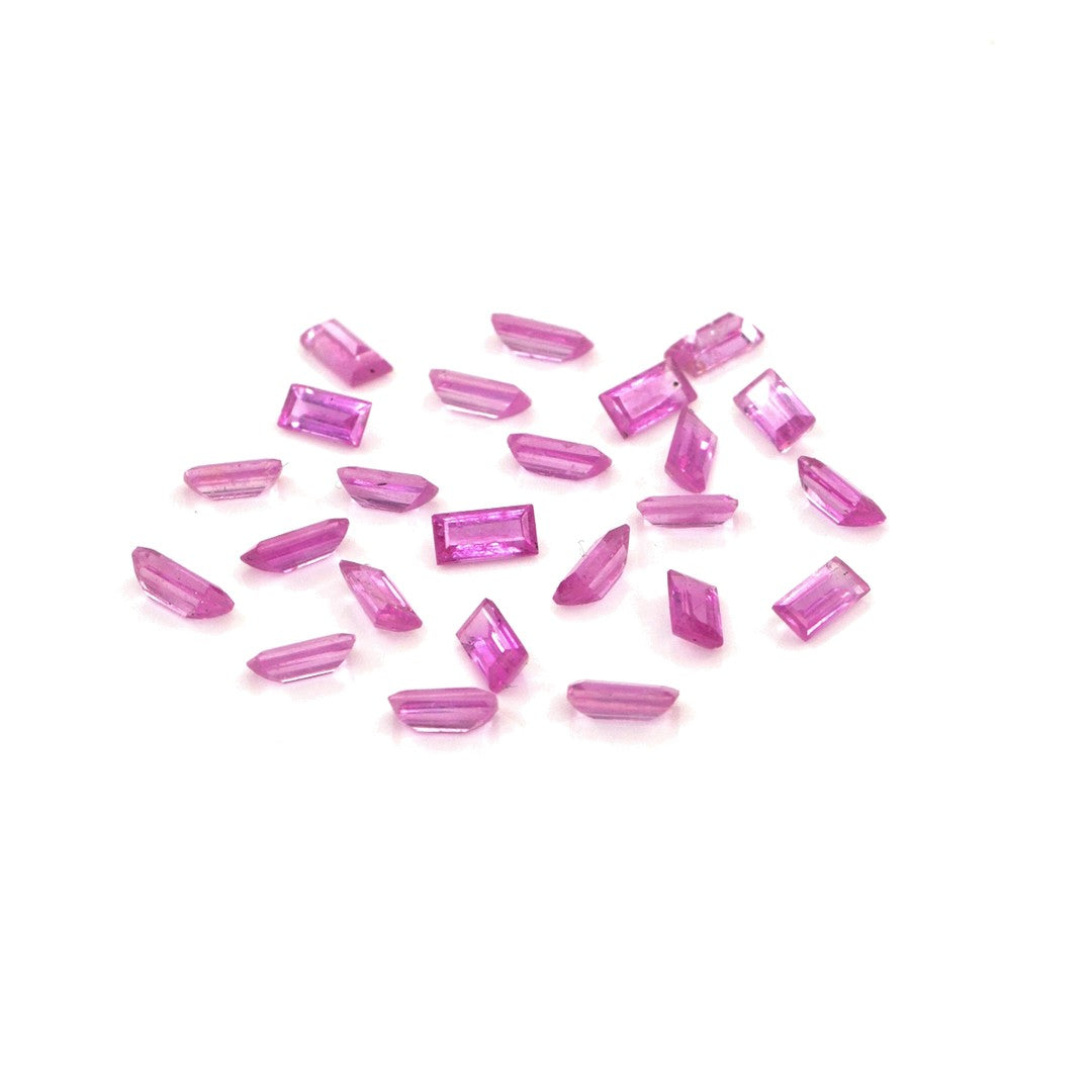 Natural Untreated Mozambique Pink Sapphire Calibrated Baguettes | 2x4mm & 2.5x5mm