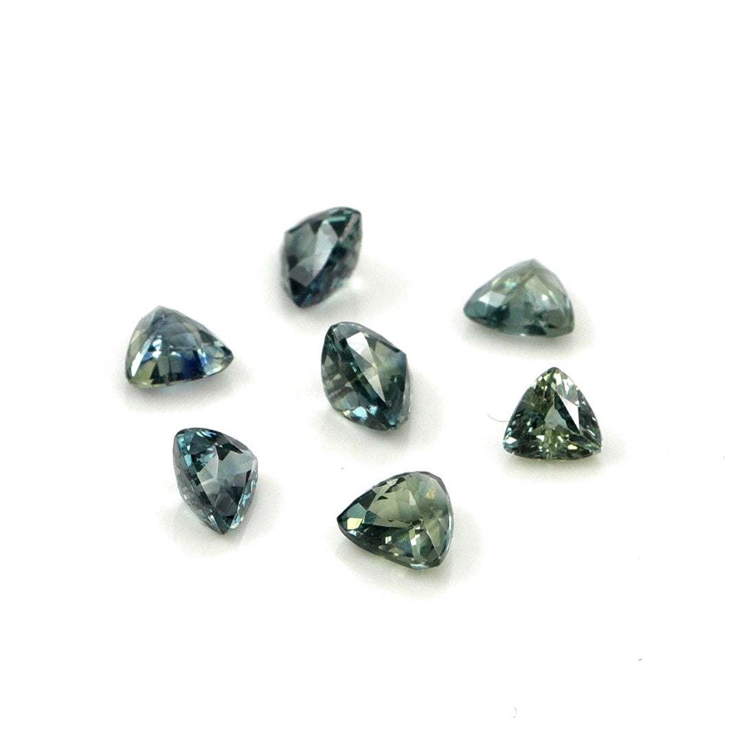 Natural Untreated Australian Teal Sapphire Calibrated Trillions | 4mm & 4.5mm