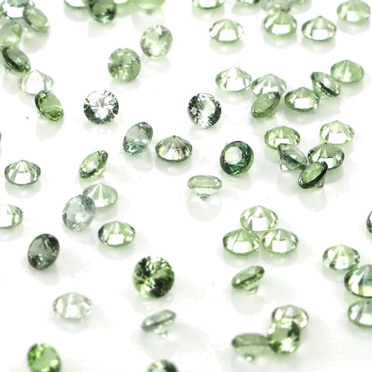 Natural Untreated Green Sapphire Calibrated Rounds | 1mm & 1.5mm
