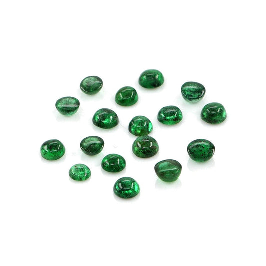 Natural Zambian Emerald Calibrated Cabochon Rounds | 3mm & 3.5mm