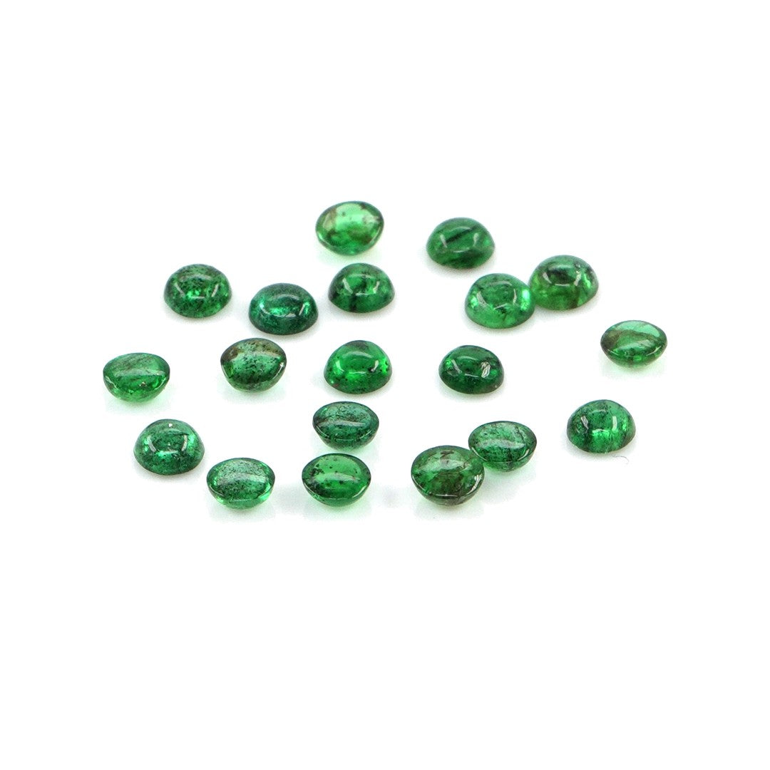 Natural Zambian Emerald Calibrated Cabochon Rounds | 3mm & 3.5mm