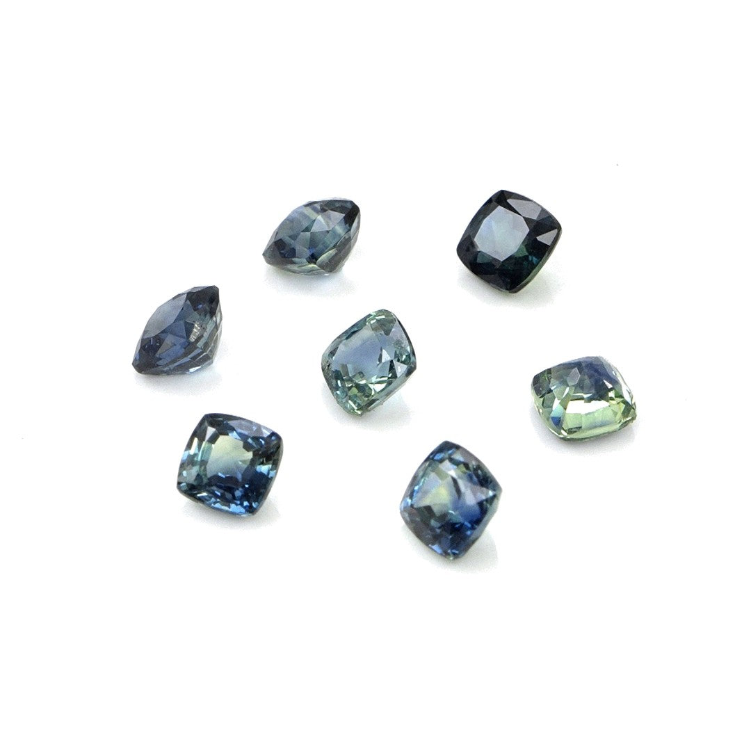 Natural Untreated Australian Teal Sapphire Calibrated Cushions | 4mm & 4.5mm
