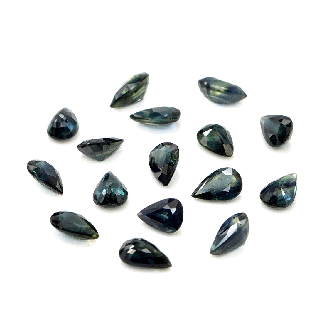 Natural Untreated Teal Sapphire Calibrated Pears | 3x5mm & 4x6mm