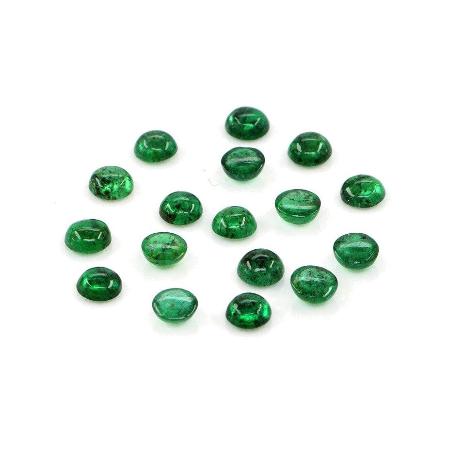 Natural Zambian Emerald Calibrated Cabochon Rounds | 3mm & 3.5mm