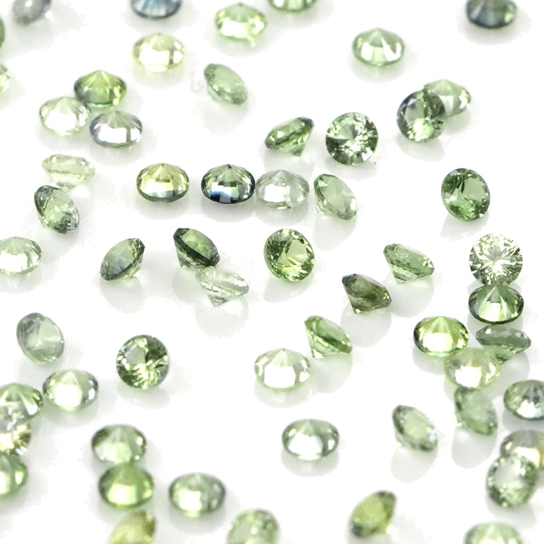 Natural Untreated Green Sapphire Calibrated Rounds | 2mm & 2.5mm
