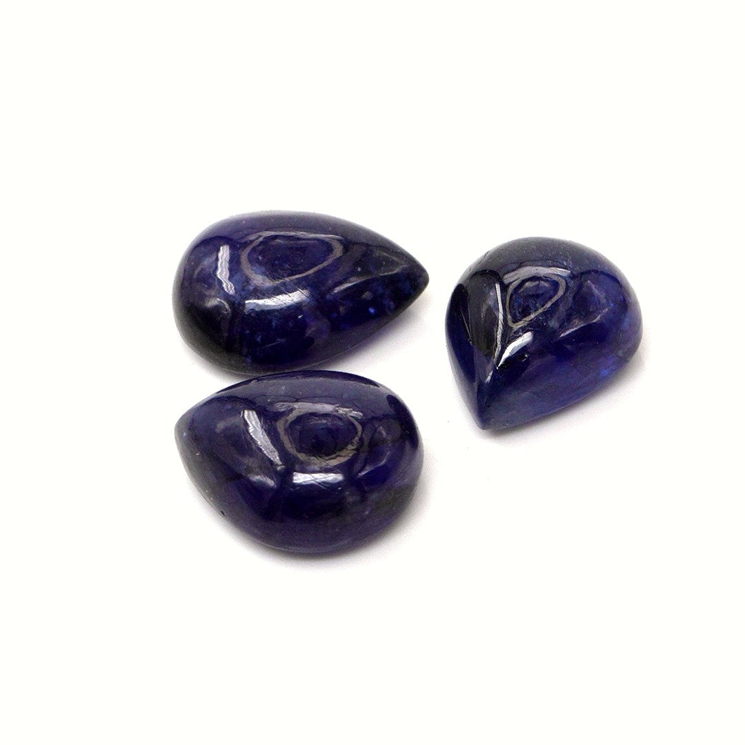 Natural Bangkok Blue Sapphire Calibrated Cabochon Pears | 11x13mm & 12x14mm