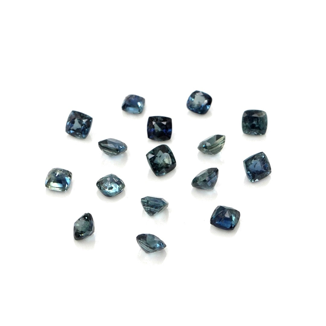 Natural Untreated Australian Teal Sapphire Calibrated Cushions | 3mm & 3.5mm