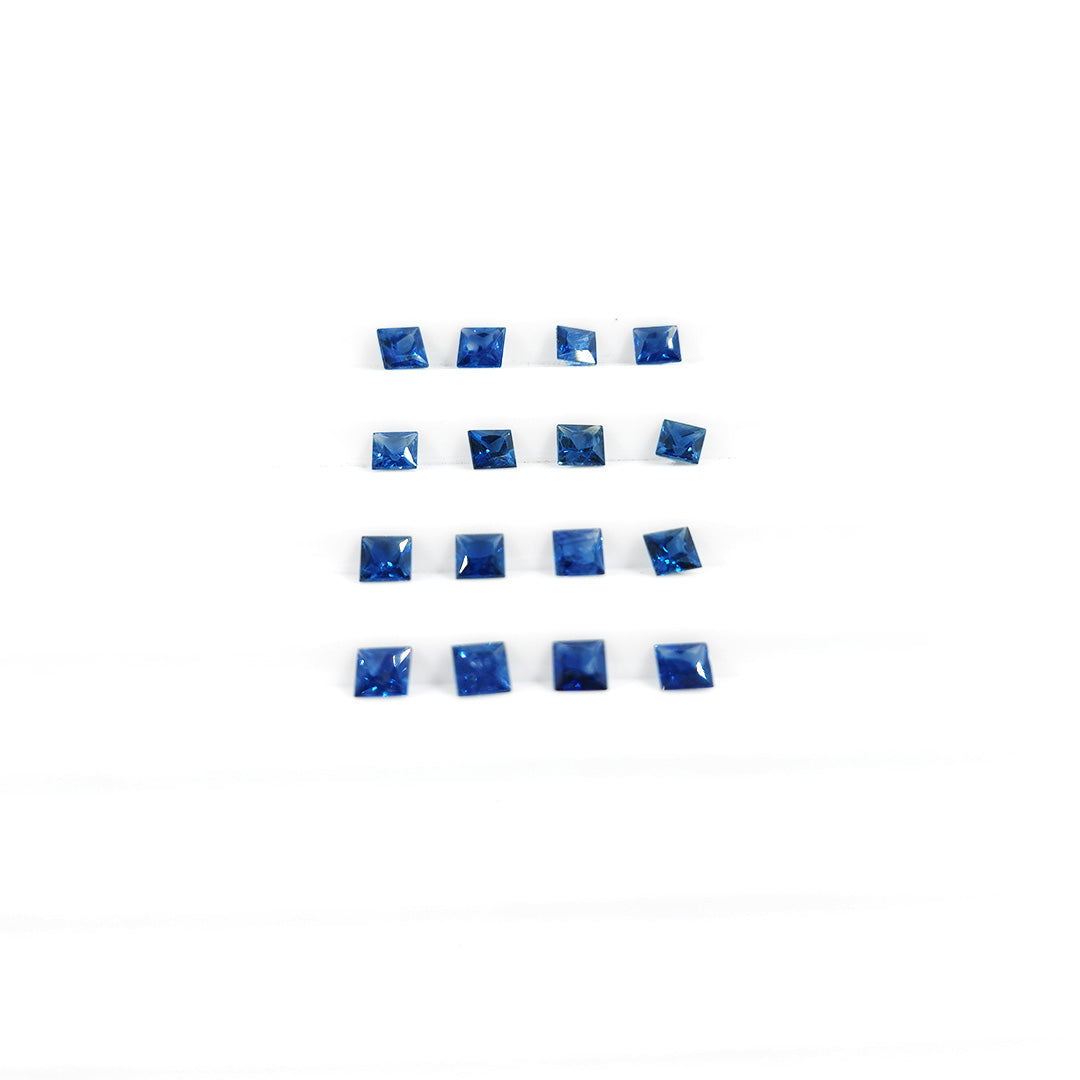 Natural Untreated Blue Sapphire Calibrated Square | 3mm & 3.5mm