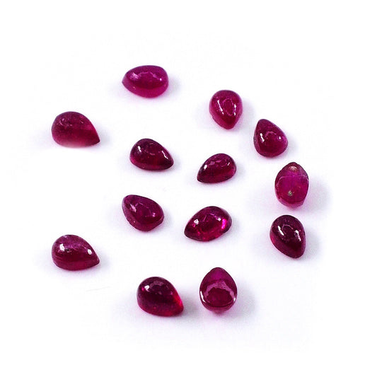 Natural Bangkok Calibrated Ruby Cabochon Pears | 3x5mm & 4x6mm