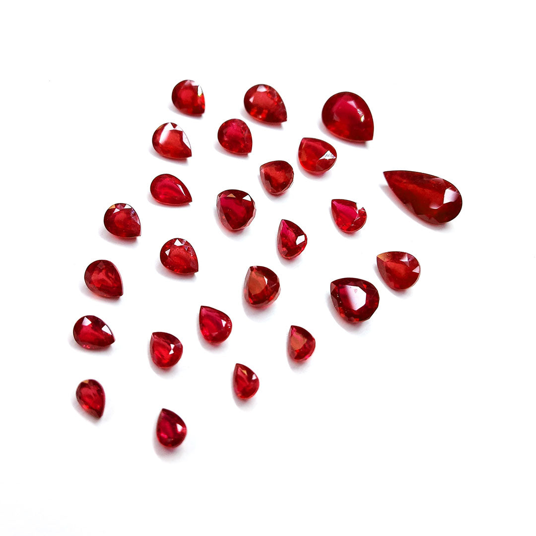 Natural Bangkok Ruby Calibrated Pears | 3x5mm - 9x7mm
