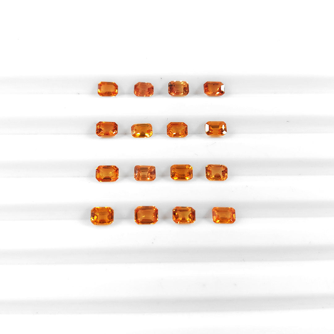 Natural Untreated Orange Sapphire Calibrated Octagons, 3x4mm