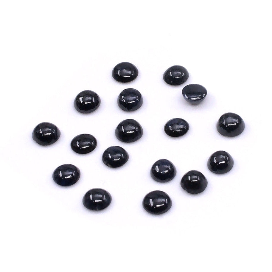 Natural Untreated Black Sapphire Calibrated Cabochon Rounds | 5mm & 6mm
