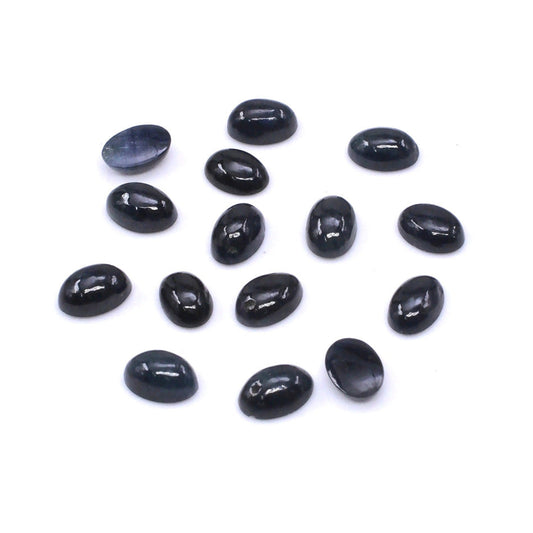 Natural Untreated Black Sapphire Calibrated Cabochon Ovals | 5x7mm & 6x8mm