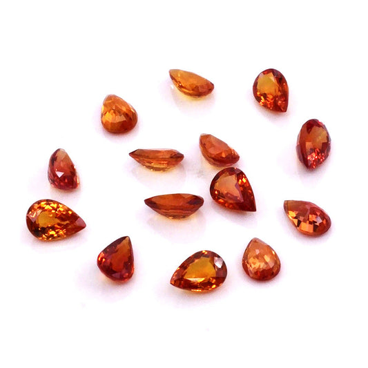 Natural Untreated Orange Sapphire Calibrated Pears | 3x5mm & 4x6mm