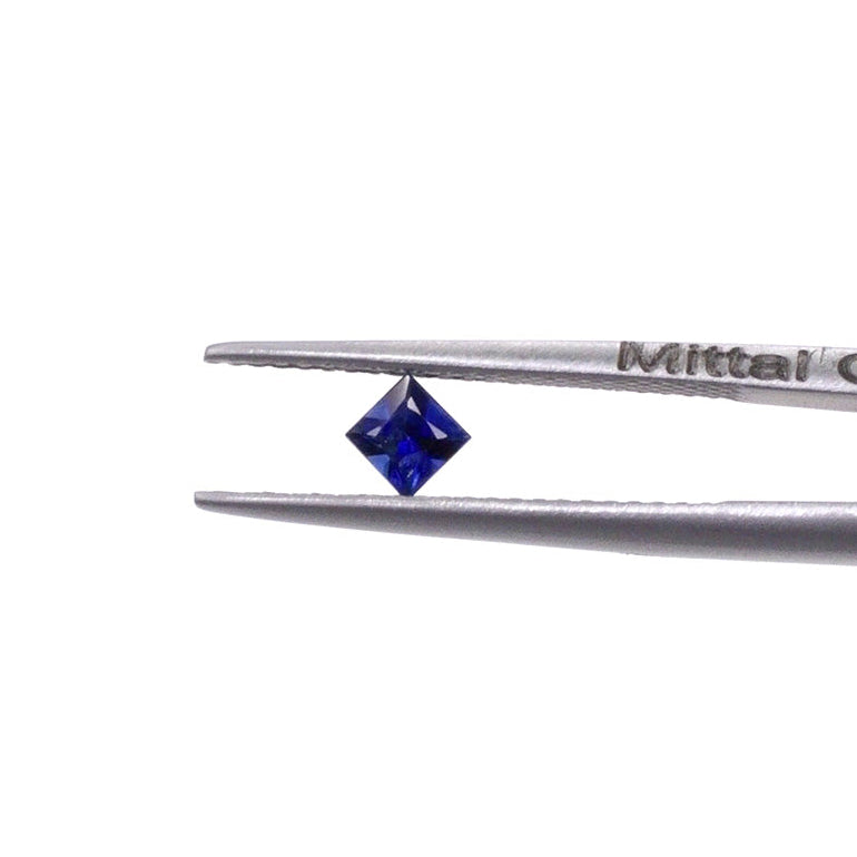 Natural Untreated Blue Sapphire Calibrated Princess Cut Squares | 3mm & 3.5mm