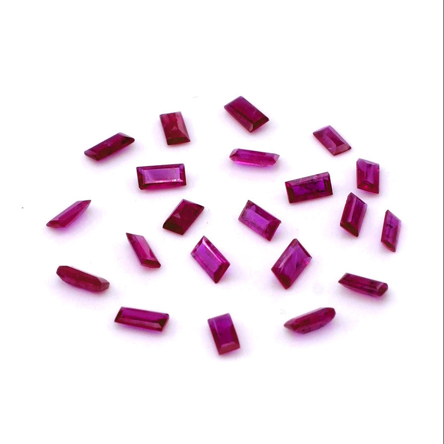 Natural Mozambique Untreated Ruby Calibrated Baguettes | 2x4mm & 2.5x5mm