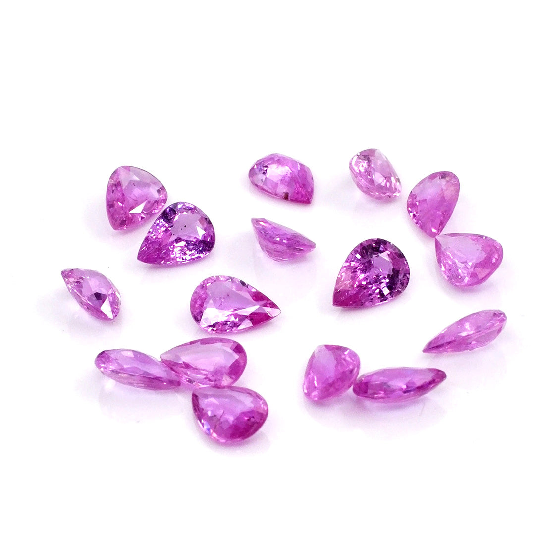 Natural Mozambique Untreated Pink Sapphire Calibrated Pears | 5x7mm & 6x8mm