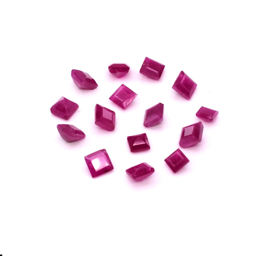Natural African Untreated Calibrated Ruby Square | 5mm & 6mm