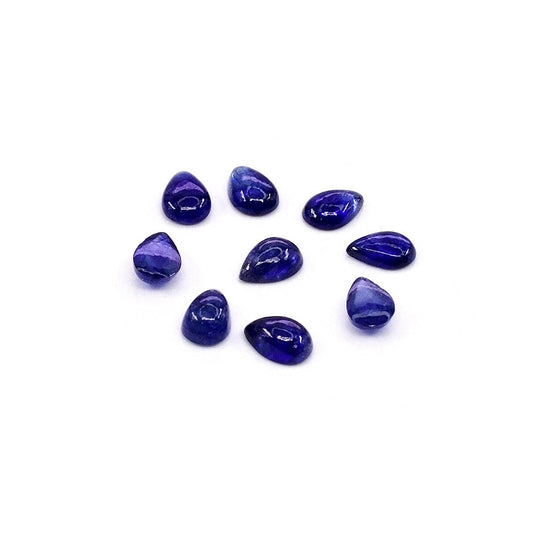 Natural Bangkok Blue Sapphire Calibrated Cabochon Pears | 5x7mm & 6x8mm