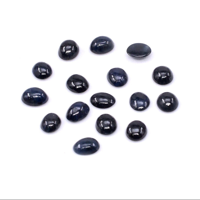 Natural Untreated Black Sapphire Calibrated Cabochon Ovals | 3x4mm & 4x5mm