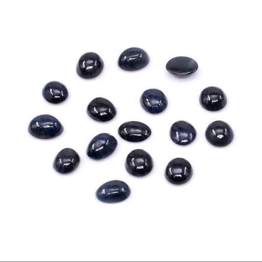 Natural Untreated Black Sapphire Calibrated Cabochon Ovals | 5x6mm & 6x7mm