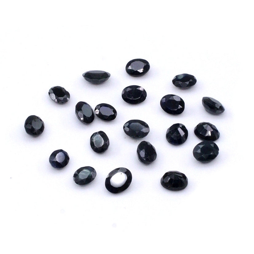 Natural Untreated Black Sapphire Calibrated Ovals | 3x4mm & 4x5mm