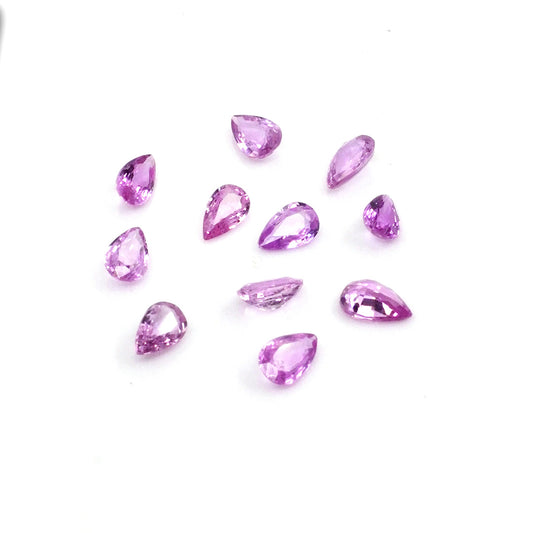 Natural Mozambique Untreated Pink Sapphire Calibrated Pears | 3x5mm & 4x6mm