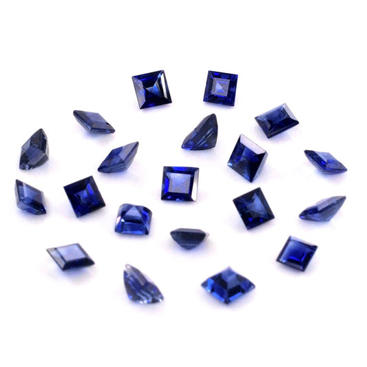 Natural Untreated Blue Sapphire Calibrated Squares | 3mm & 3.5mm