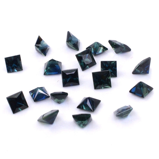 Natural Untreated Australian Blue Sapphire Calibrated Princess Cut Squares | 3mm & 3.5mm