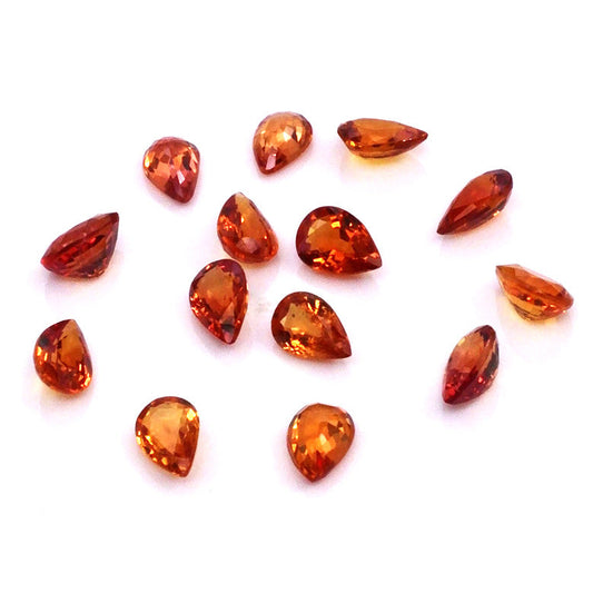 Natural Untreated Orange Sapphire Calibrated Pears | 5x7mm & 6x8mm