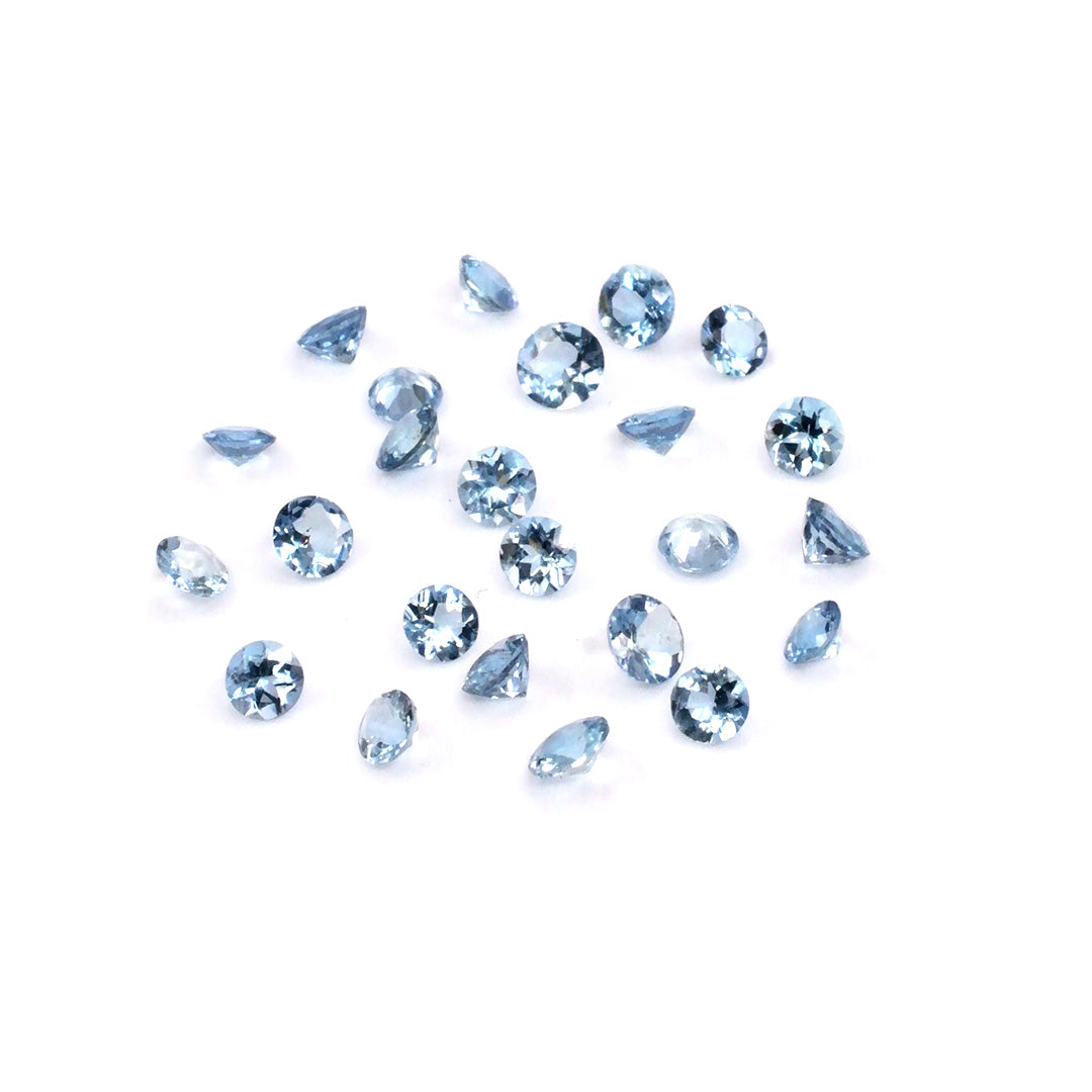 Natural Aquamarine Calibrated Rounds | 3mm & 4mm