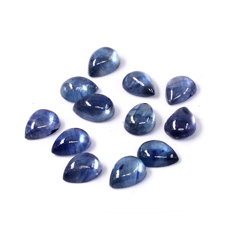 Natural Bangkok Blue Sapphire Calibrated Cabochon Pears | 5x7mm & 6x8mm