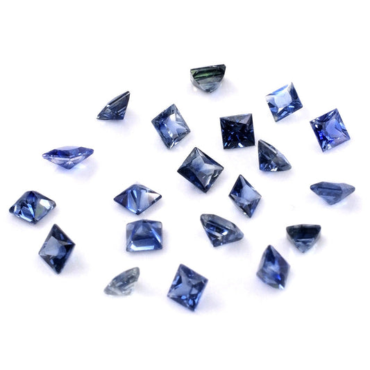 Natural Untreated Blue Sapphire Calibrated Princess Cut Squares | 3mm