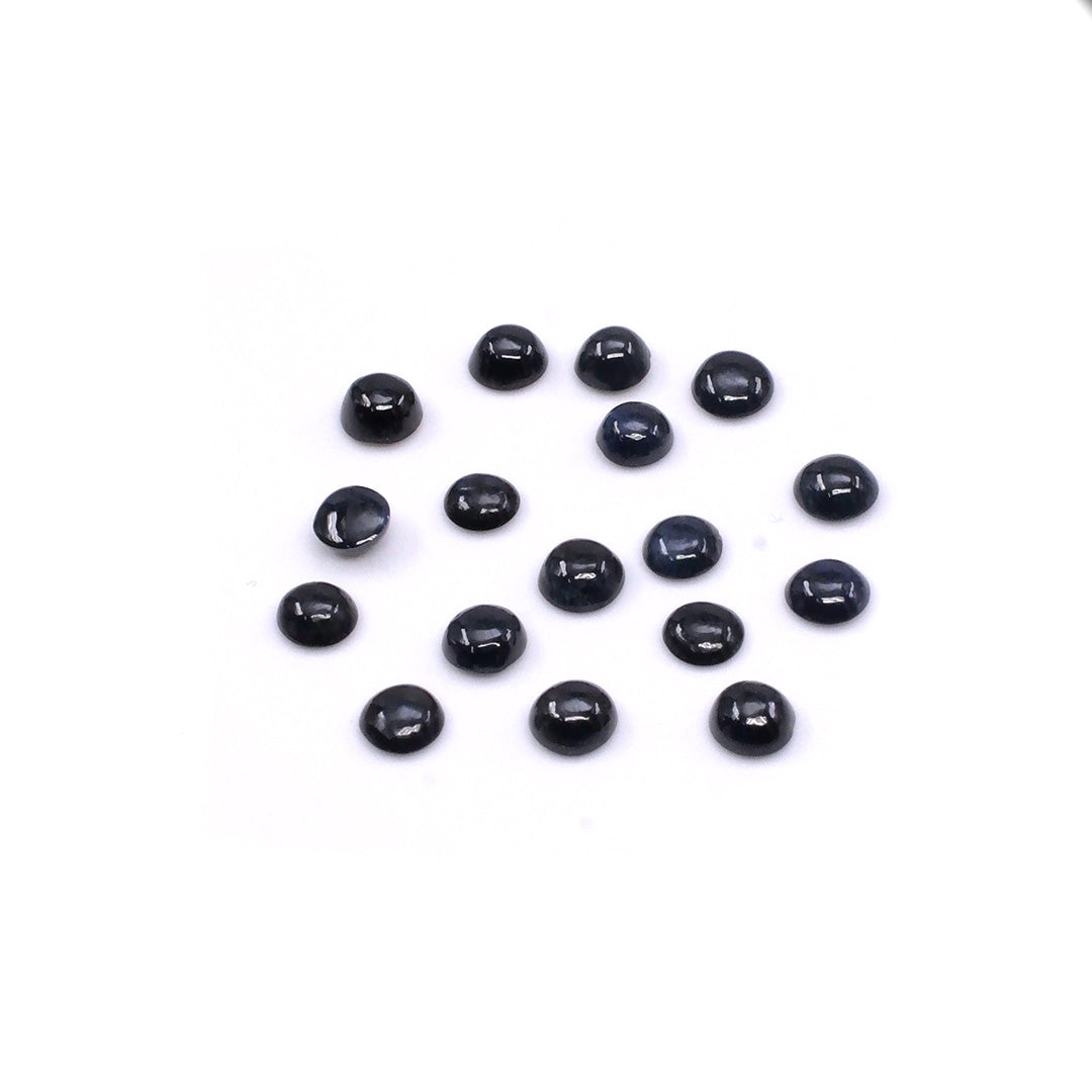 Natural Untreated Black Sapphire Calibrated Cabochon Rounds | 5mm & 6mm
