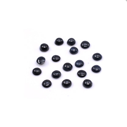 Natural Untreated Black Sapphire Calibrated Cabochon Rounds | 5mm & 6mm