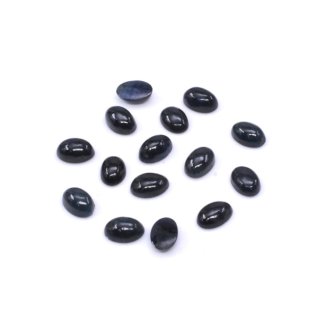 Natural Untreated Black Sapphire Calibrated Cabochon Ovals | 3x5mm & 4x6mm