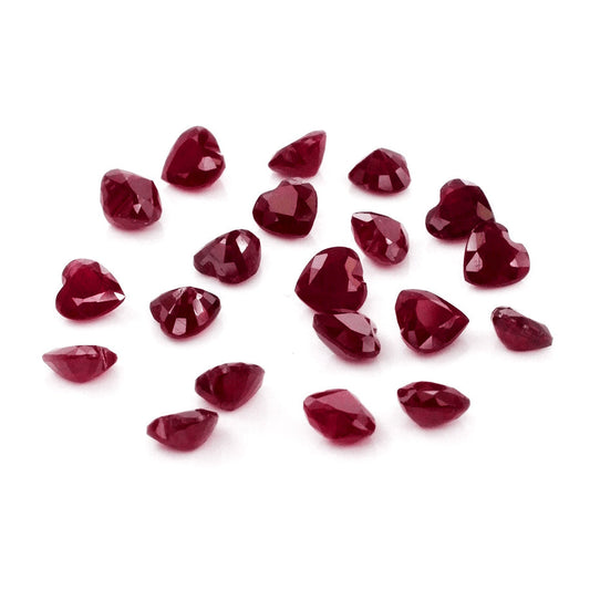 Natural African Untreated Calibrated Ruby Hearts | 3mm & 3.5mm
