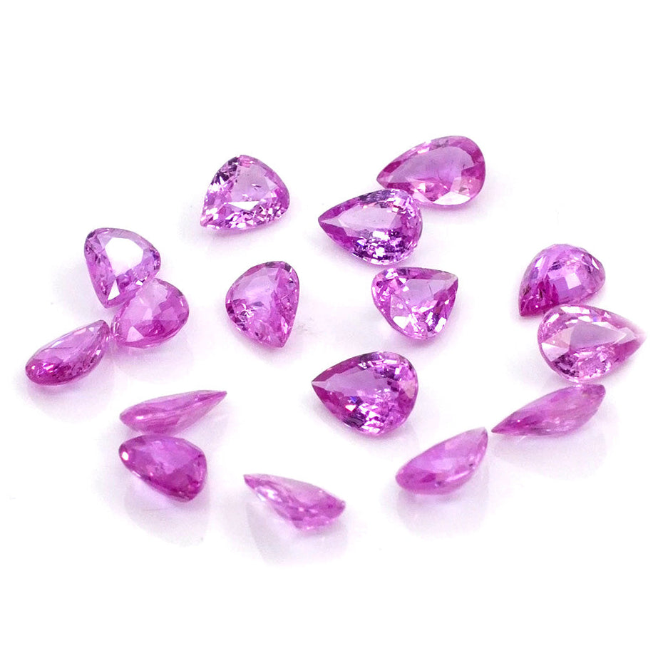 Natural Mozambique Untreated Pink Sapphire Calibrated Pears | 5x7mm & 6x8mm