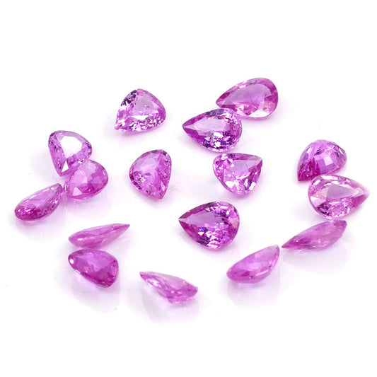 Natural Mozambique Untreated Pink Sapphire Calibrated Pears | 5x7mm & 6x8mm