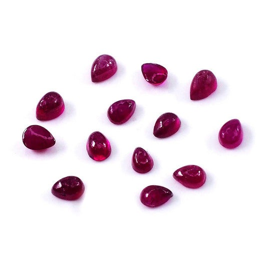 Natural Bangkok Calibrated Ruby Cabochon Pears | 7x9mm & 8x10mm